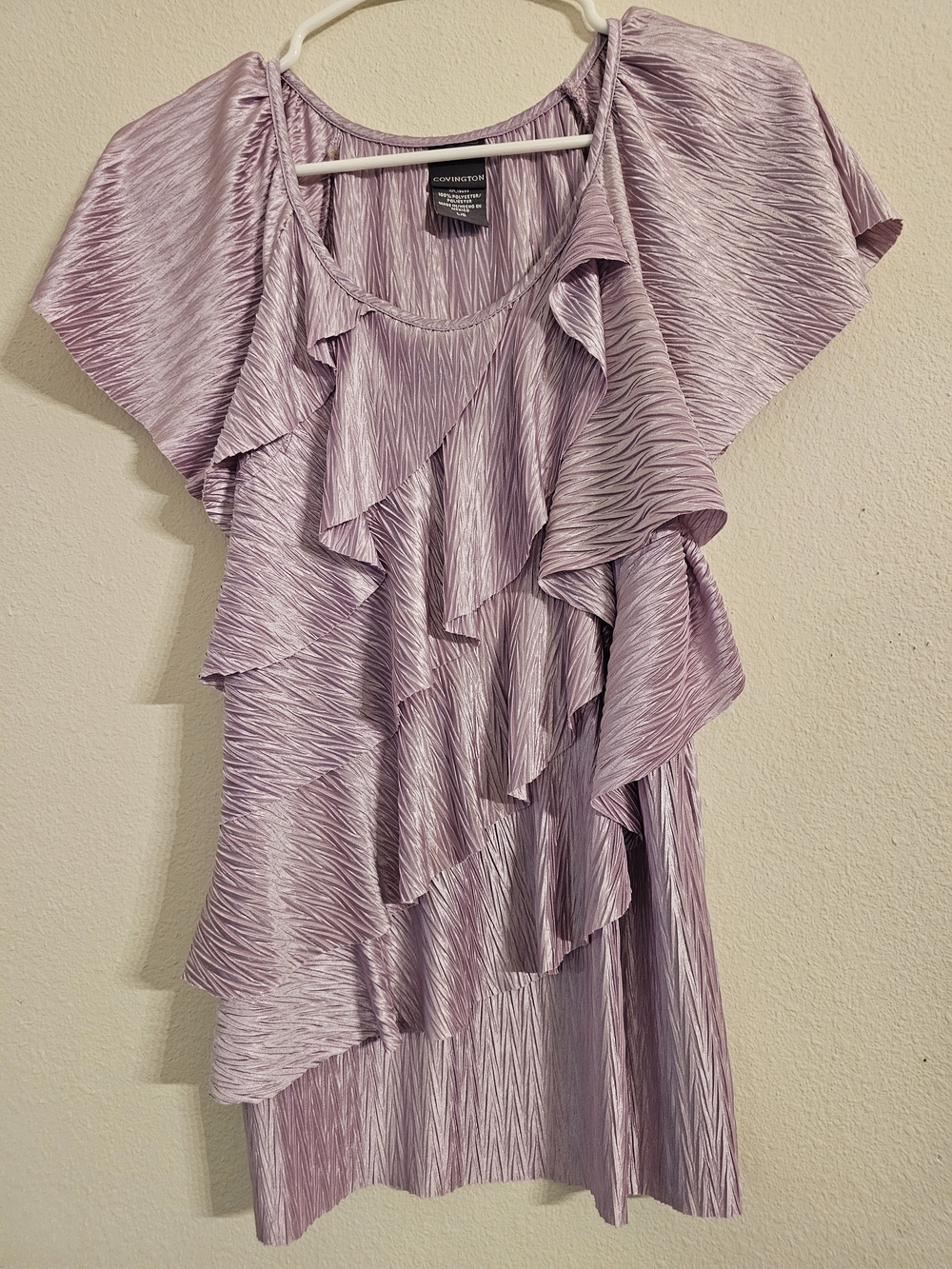 Covington Lavender Ruffled Short-Sleeve Blouse